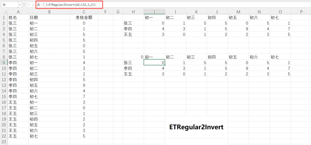 EFunction插件教程：带标题逆透视函数ETRegular2Invert使用技巧教程